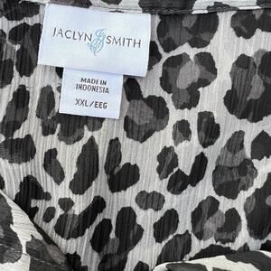 JACLYN SMITH  women’s size XXL leopard print, button-down sheer shirt top